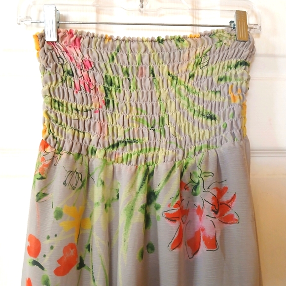 Gorgeous Strapless Floral Gray Maxi Dress - Picture 2 of 9